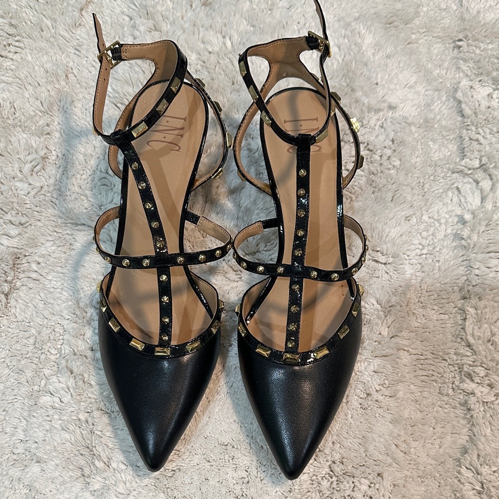INC International Concepts Black Studded Heels
